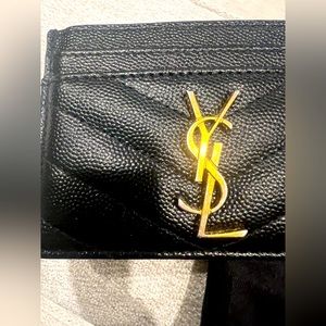 YSL card case. Black with gold monogram.